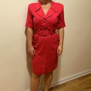 Vintage linen Coral dress!